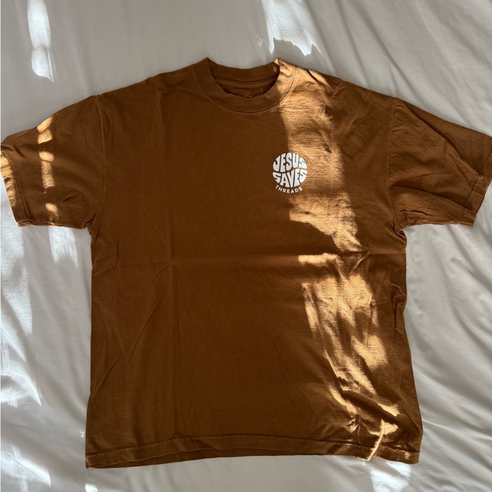 Brown Jesus Saves Threads Christian shirt size Large